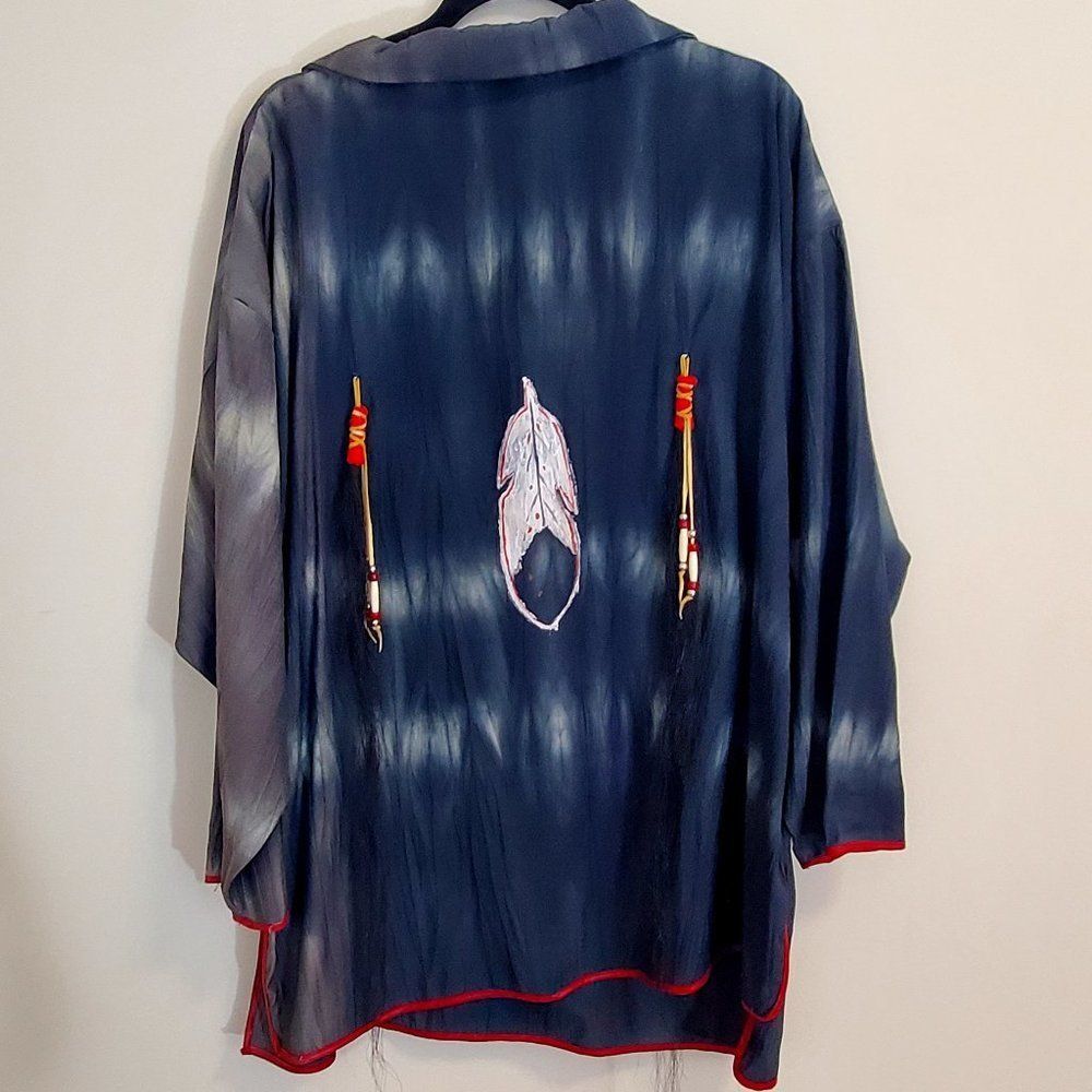 Handmade Native American Art tunic‎ Top Hand Painted Beads Real Hair Fits XL-1X